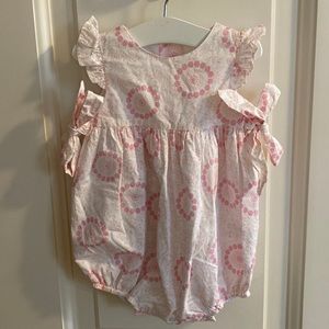 Elephantito Pink White Patterned Bubble Romper 9 Months